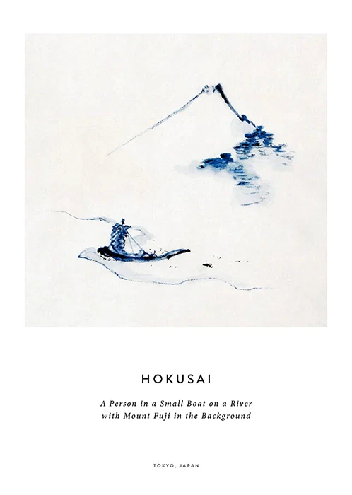 A Person in a Small Boat by Hokusai